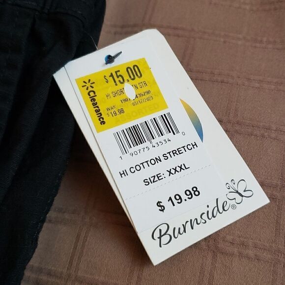 BURNSIDE Black Athletic Cotton Stretch Swim Elastic Draw String Waist Short XXXL - Picture 6 of 8